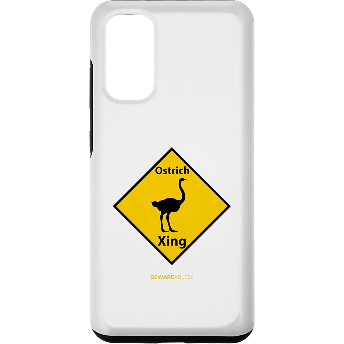 Ostrich crossing 面白い道路標識 疑惑のダチョウの羽 Samsung Phone Case