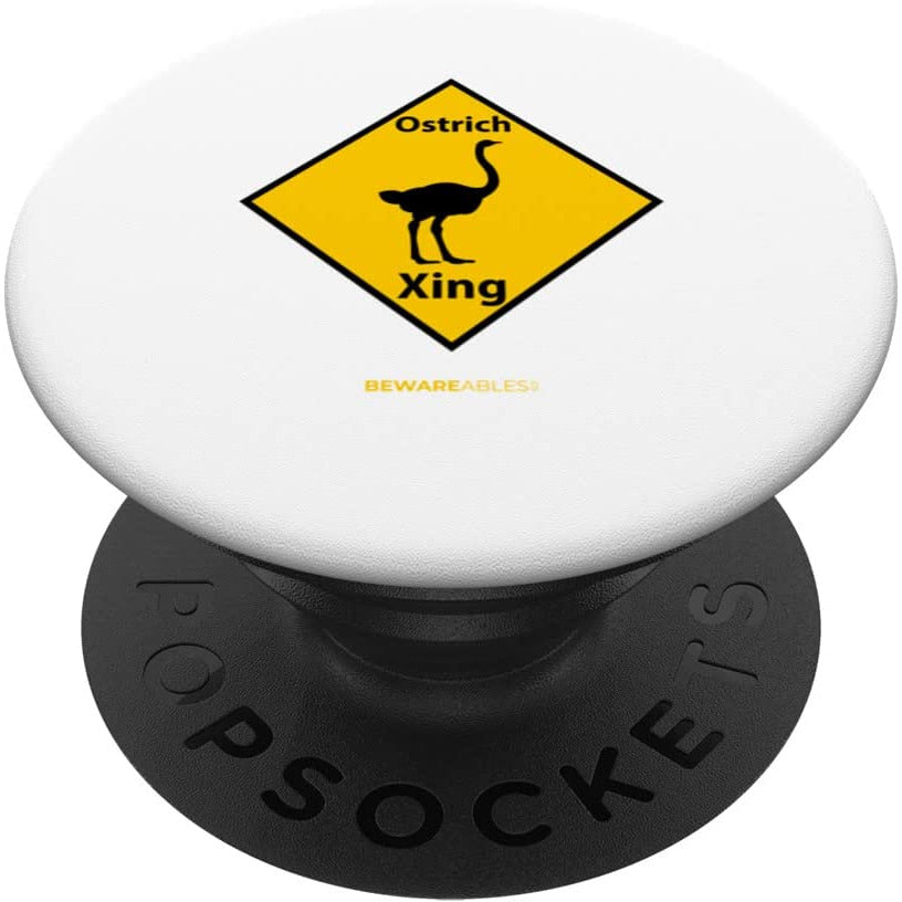 Avestruz cruzando una divertida señal de tráfico PopSocket
