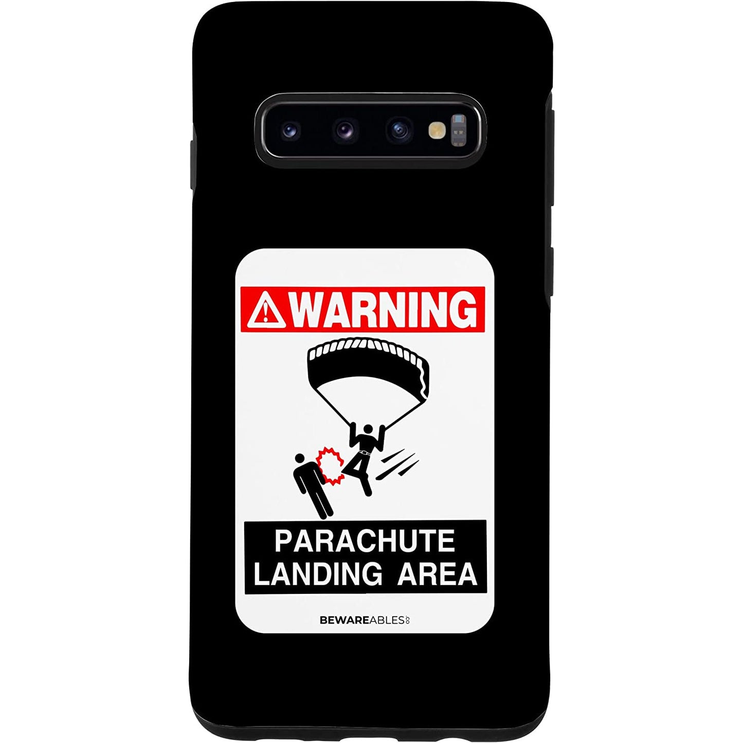 スカイダイビングの警告 パラシュートの着地点 面白いサイン Samsung Phone Case