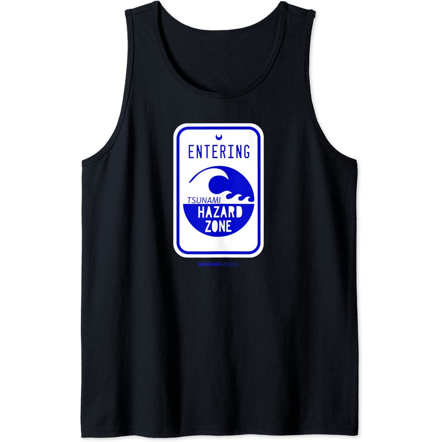 Tsunami-Gefahrenzone Straßenschild Lustiger Strand und Tank Top T-Shirt