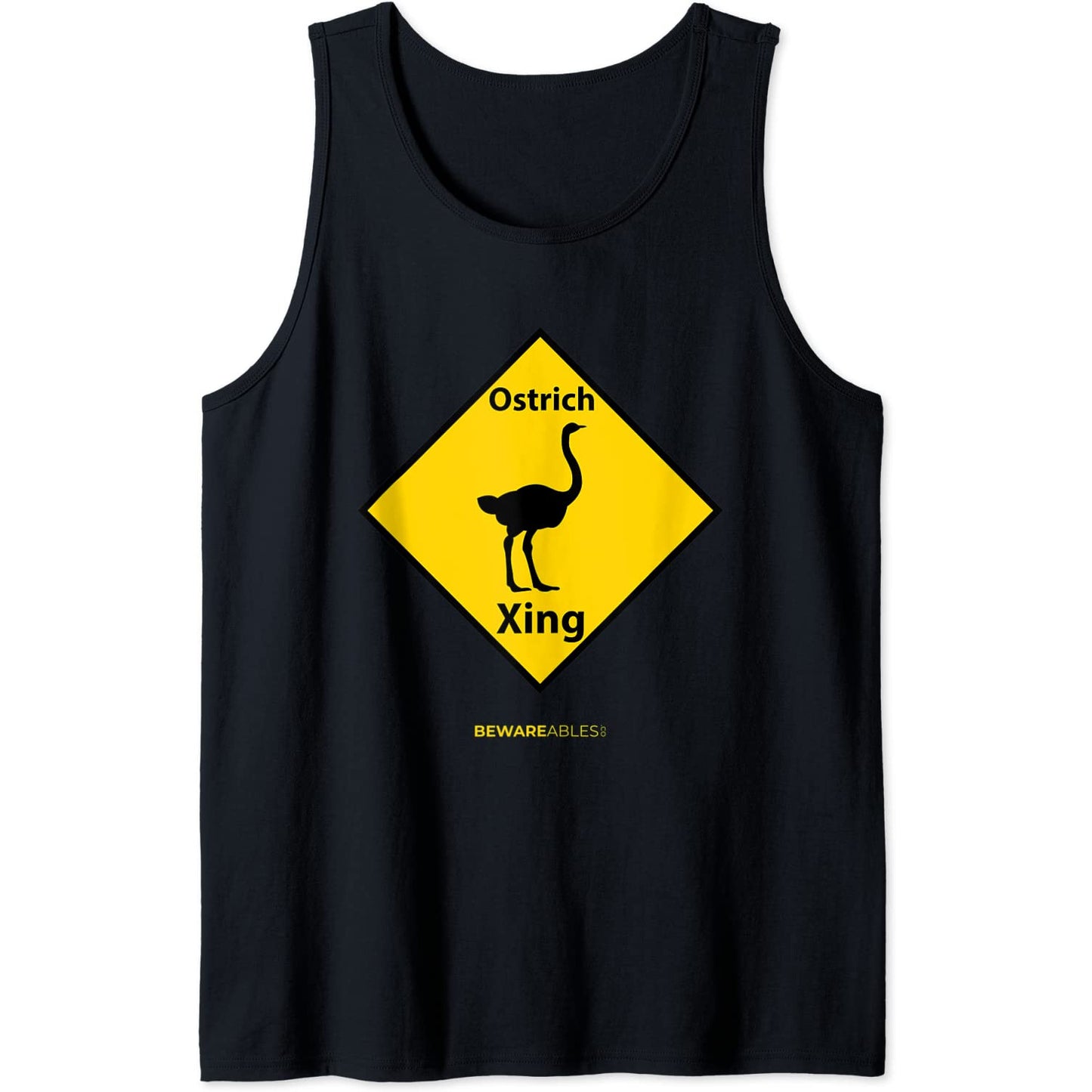 Strauß überquert lustiges Straßenschild angeblich Tank Top T-Shirt