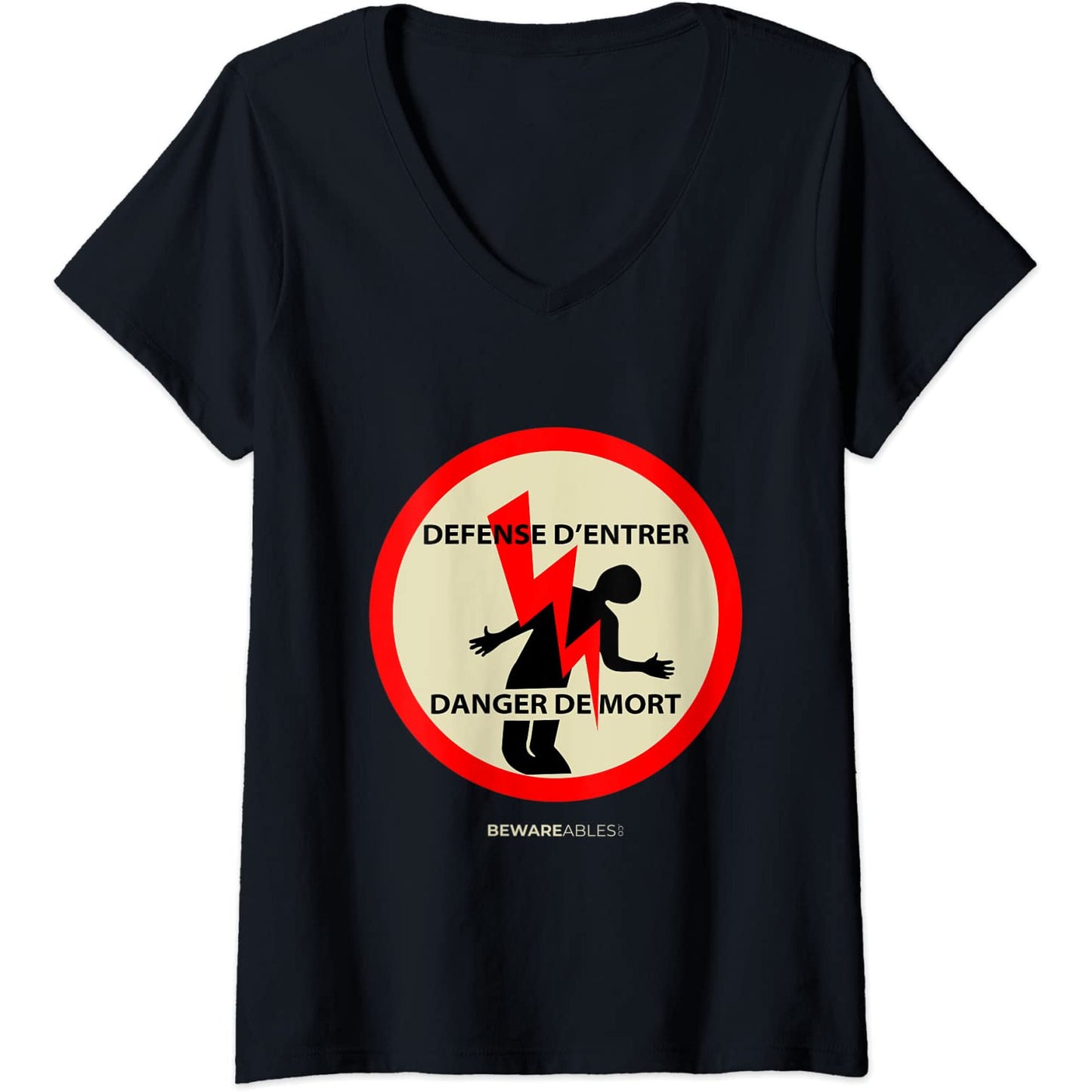 Nicht betreten, Lebensgefahr, französische Elektrizität V-Neck T-Shirt