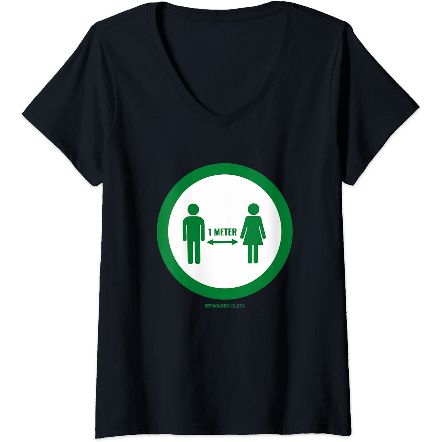 Simple social distance sign funny Pandemic V-Neck T-Shirt