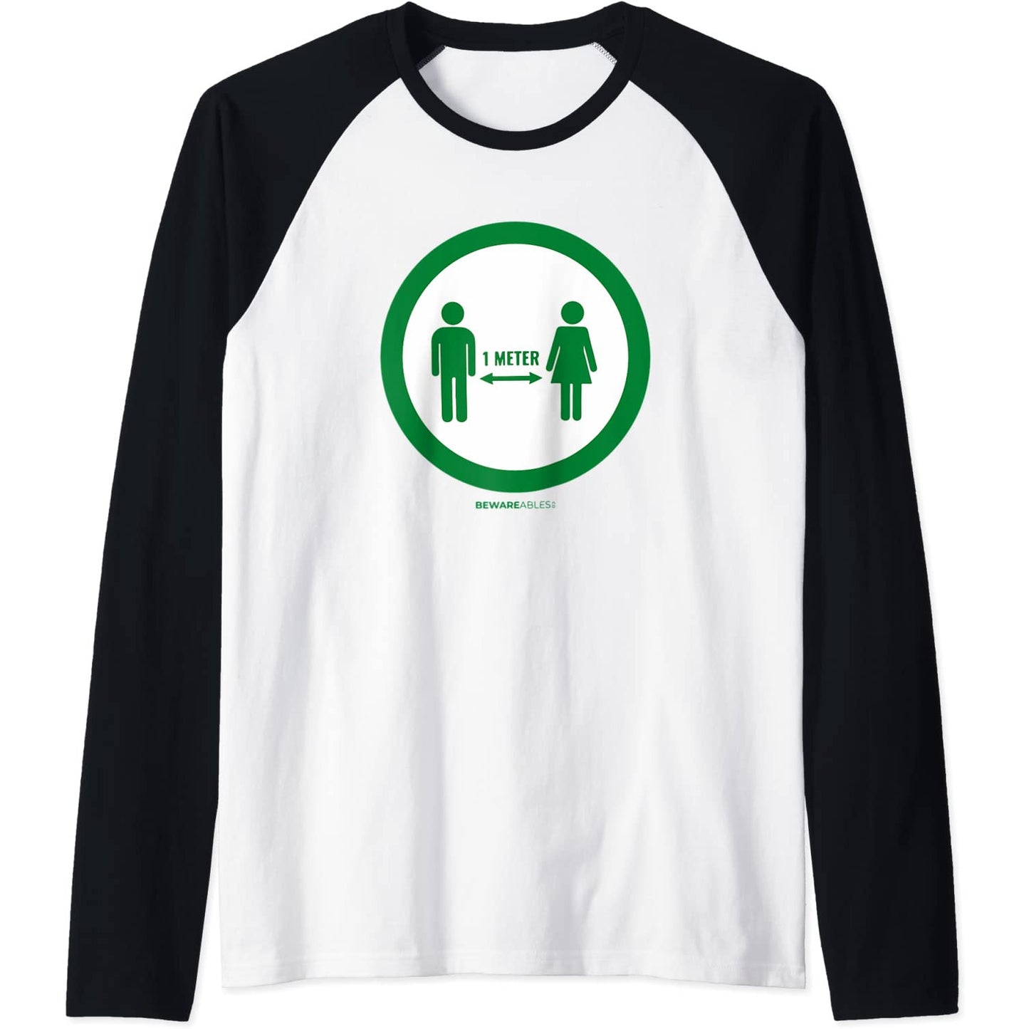 Einfaches soziales Distanzzeichen lustig Pandemie Raglan T-Shirt