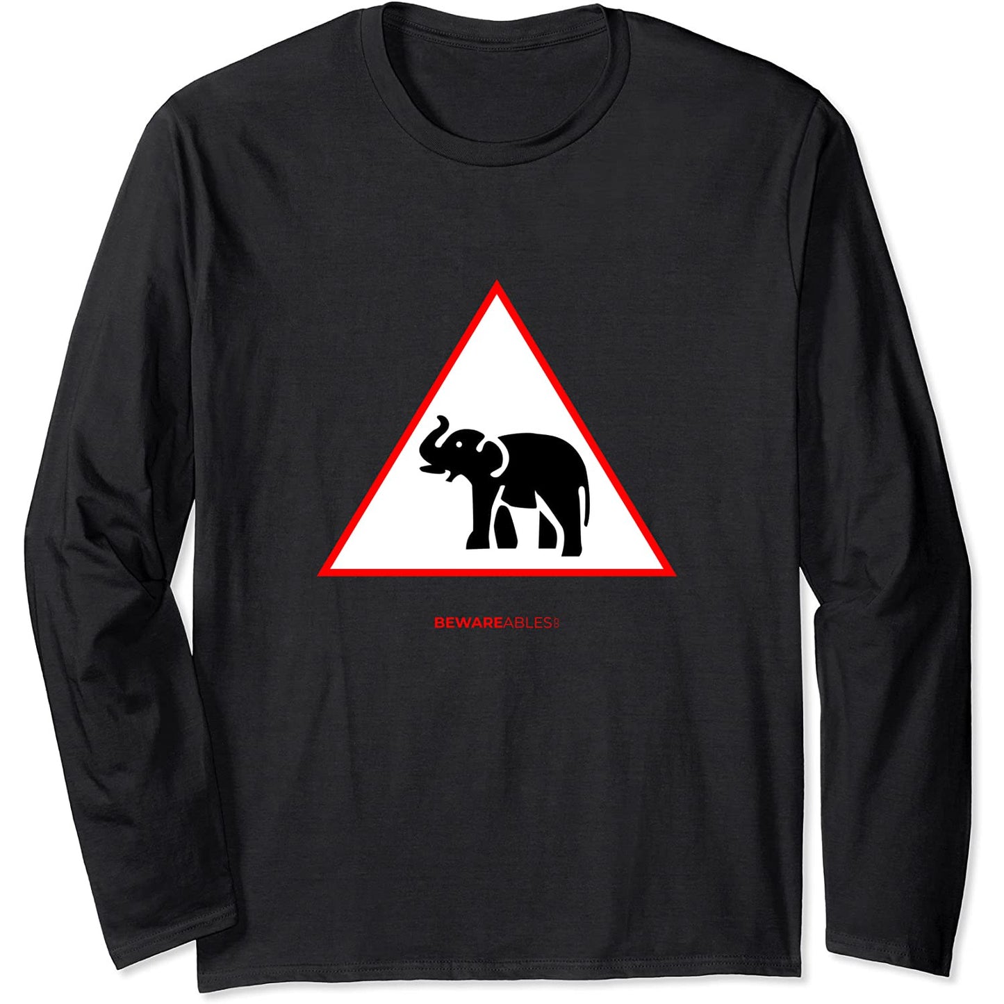 Elefant überquert lustiges Straßenschild Dickhäuter Long Sleeve T-Shirt