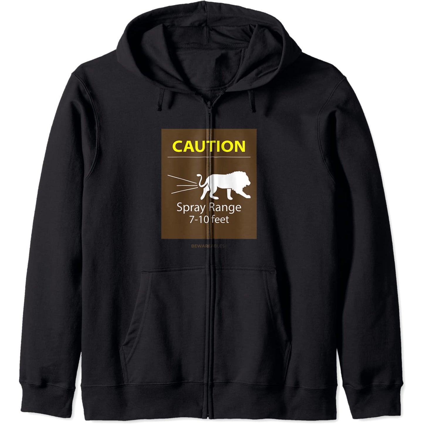 注意、スプレー範囲7-10ft、面白い動物園の動物のウンチ。 Zip Hoodie