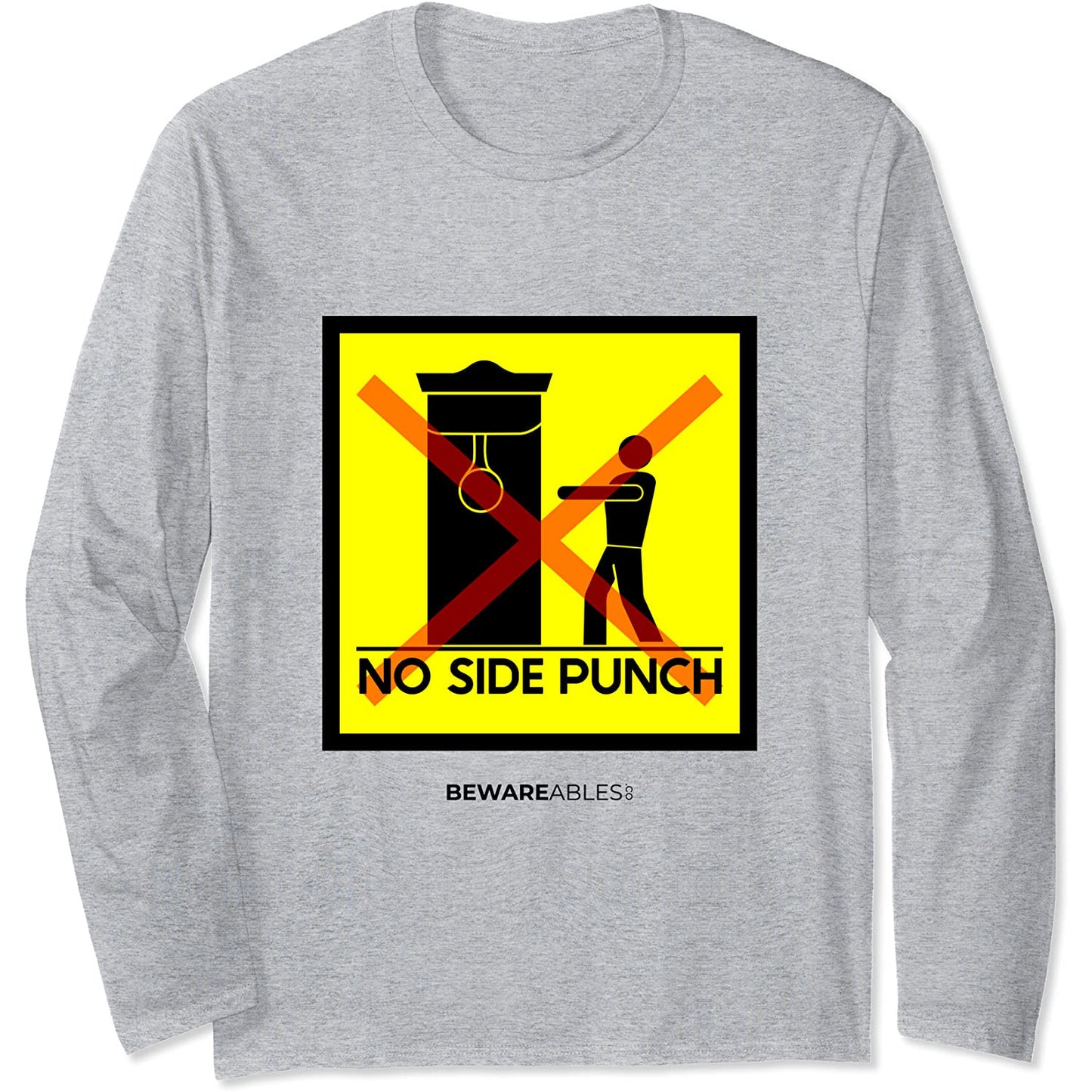 ノーサイドパンチ ボクシング スピードバッグ、ボクシングジム面白いサイン Long Sleeve T-Shirt