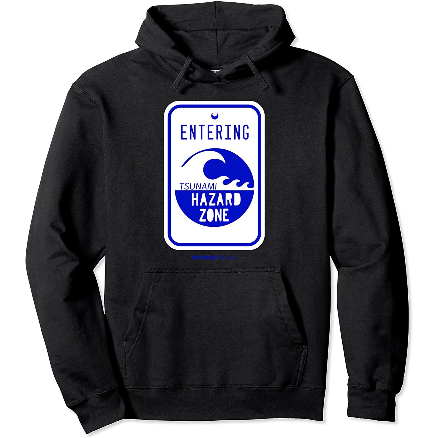 津波ハザードゾーンの道路標識 Funny beach and shoreline Hoodie