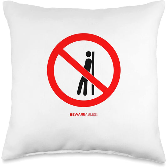 No leaning, loitering, chilling or hanging around funny sign Throw Pillow