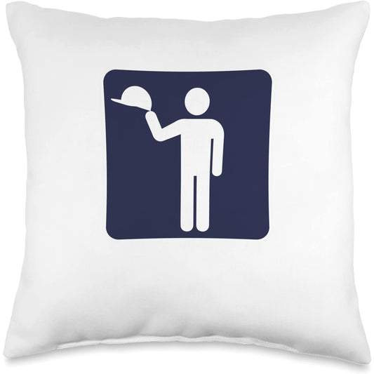 Hats off, hard hats not required, funny sign Throw Pillow