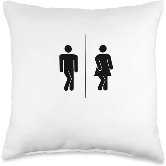 I need to go! funny bathroom restroom WC sign Throw Pillow