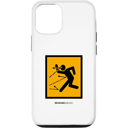 Beware of flying objects, they bounce, funny power tools iPhone Phone Case