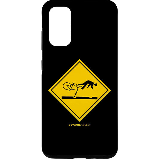 転倒した自転車の前方に注意のサイン 面白いサイクリング 自転車 MTB Samsung Phone Case