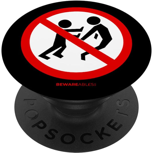 No pushing or fighting funny road sign Forbidden PopSocket