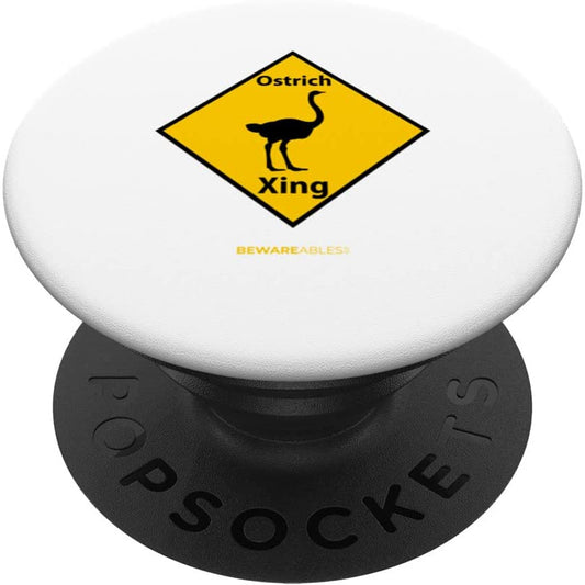 Ostrich crossing funny road sign allegedly Ostrich feathers PopSocket