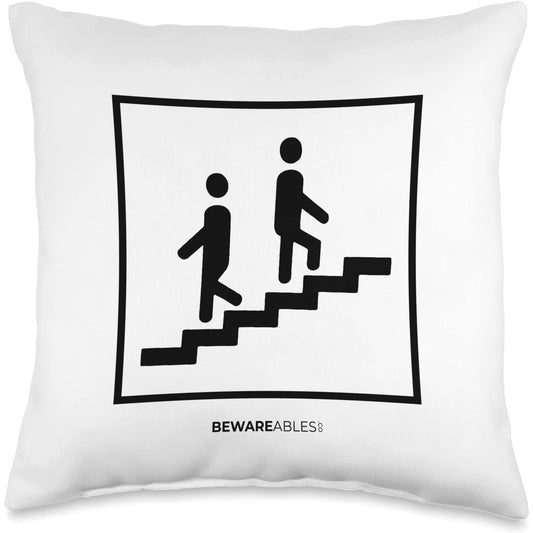 Endless stairs, walking away apart, funny real sign Throw Pillow