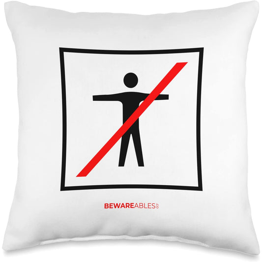 No human allowed. Funny confusing sign Throw Pillow