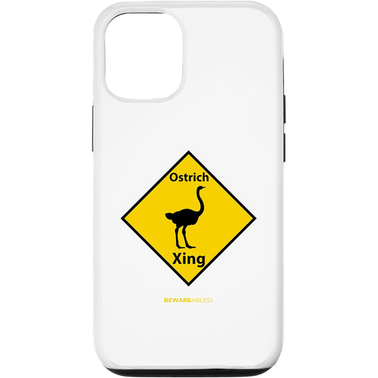 Ostrich crossing 面白い道路標識 疑惑のダチョウの羽 iPhone Phone Case