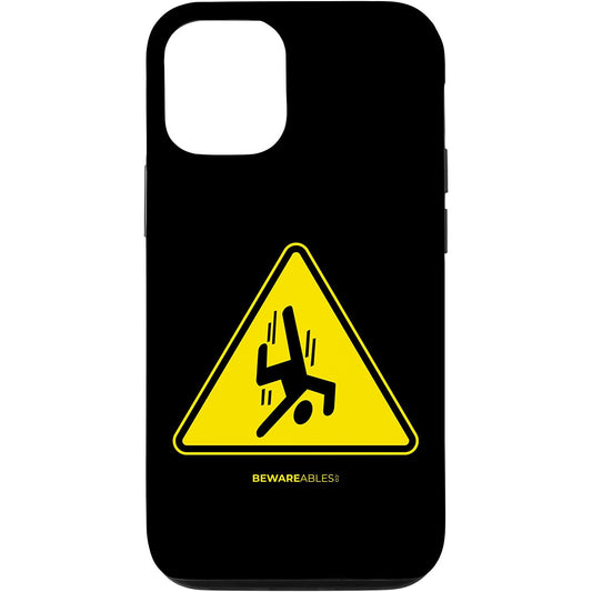 Falling guy funny sign warning yellow triangle iPhone Phone Case