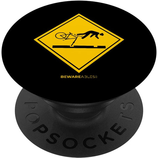 Falling bicyclists ahead caution sign funny cycling bike MTB PopSocket