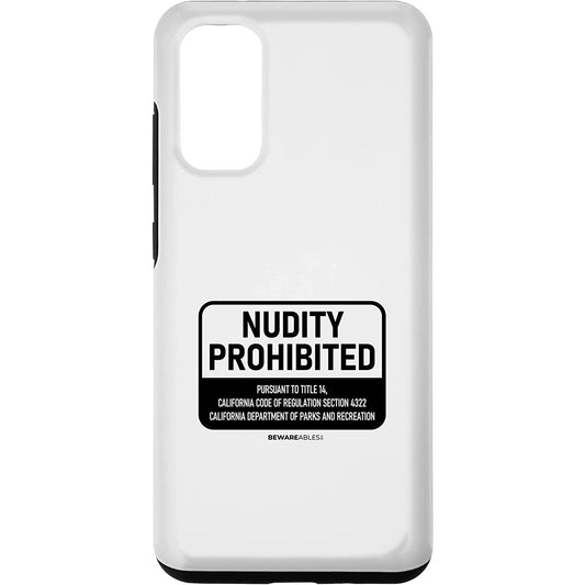 Nudity prohibited on California beaches funny sign Samsung Phone Case