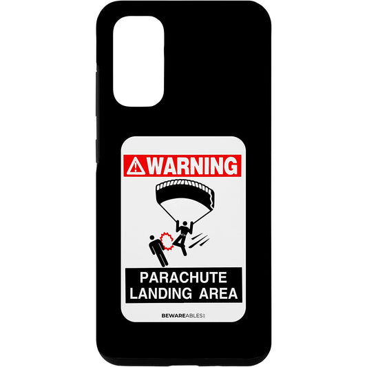 Skydiving warning Parachute landing area funny sign Samsung Phone Case