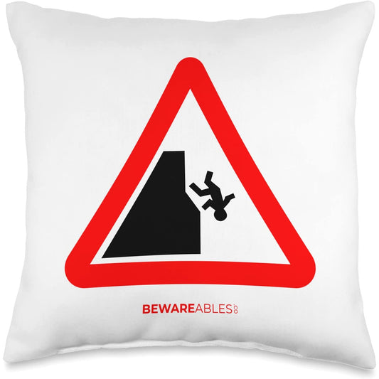 Don't fall off the cliff funny road sign for hikers climbers Throw Pillow