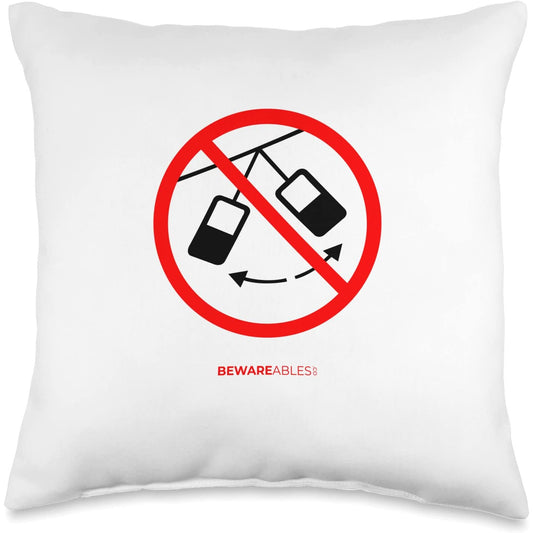 Ski & Snowboard funny sign, don't rock the Gondola cable car Throw Pillow