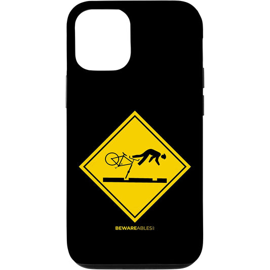 Falling bicyclists ahead caution sign funny cycling bike MTB iPhone Phone Case