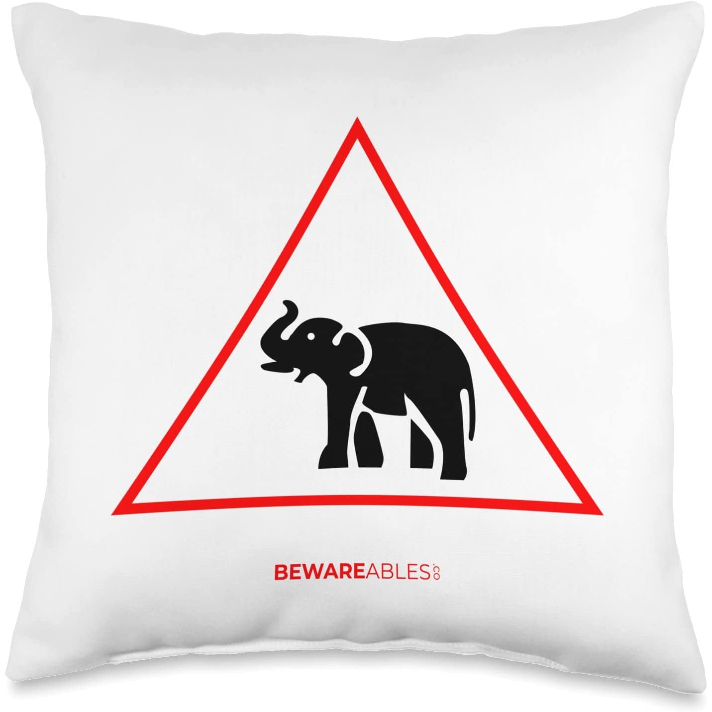 Elephant crossing funny road sign pachyderm Throw Pillow