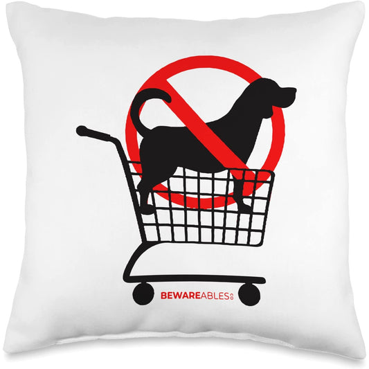 No dogs in the shopping cart funny dog lover Throw Pillow