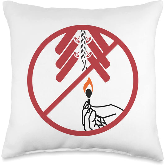 Forbidden fireworks funny celebration sign Throw Pillow