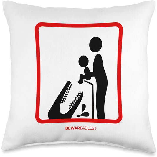 Don't feed your children to crocodiles funny sign Throw Pillow