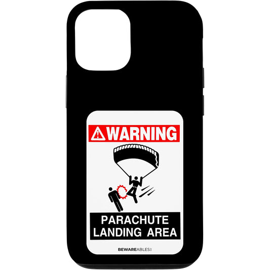 Skydiving warning Parachute landing area funny sign iPhone Phone Case
