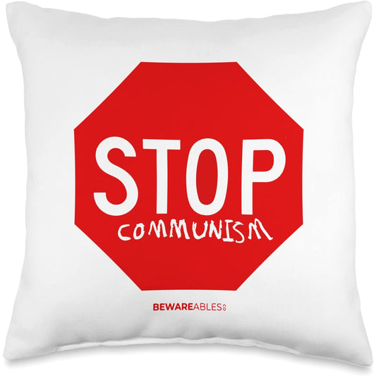 Stop Communism graffiti anti socialism funny sign Throw Pillow