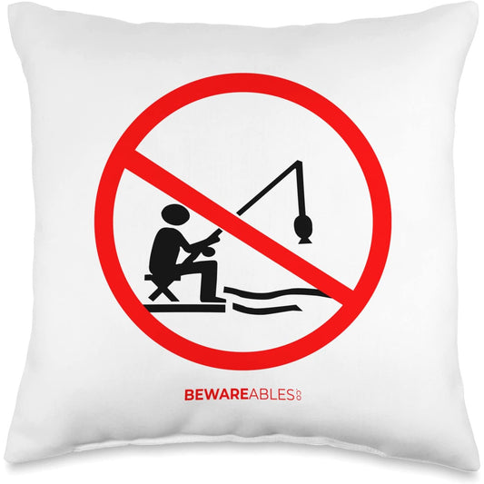 Forbidden fishing no fishing sign funny fish stop fishing Throw Pillow