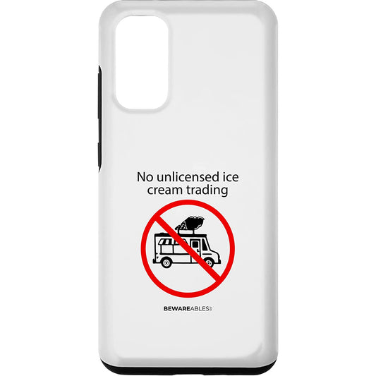 無免許でアイスクリーム取引禁止、おかしなアイスクリームトラックの標識 Samsung Phone Case