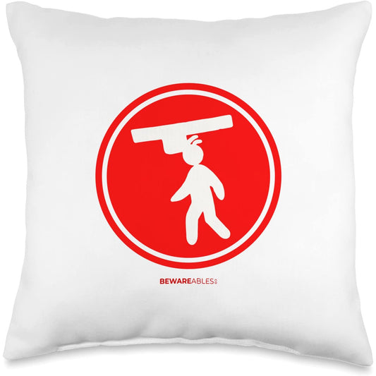 Watch your head tall people problems funny sign Throw Pillow