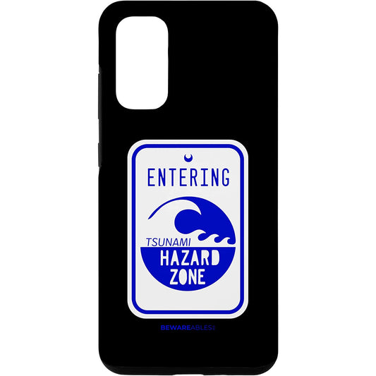 Tsunami hazard zone road sign funny beach and shoreline Samsung Phone Case