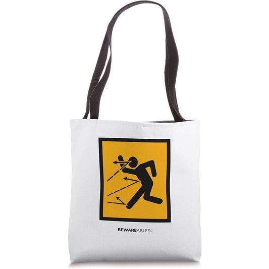 Beware of flying objects, they bounce, funny power tools Tote Bag