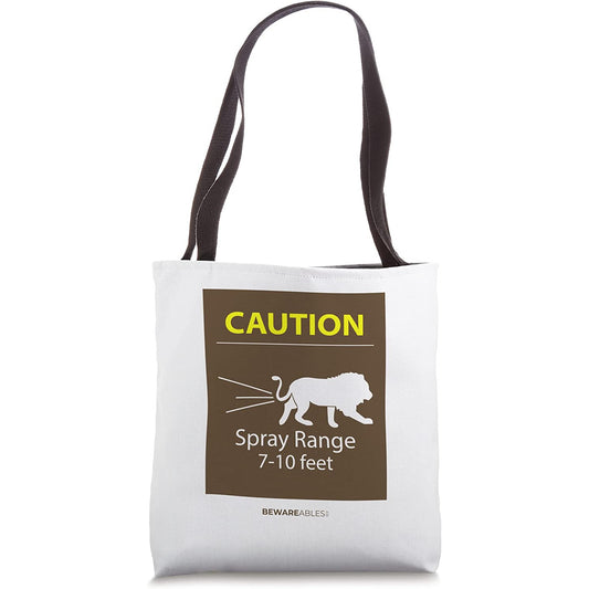 Caution, spray range 7-10ft, funny zoo animal poop Tote Bag