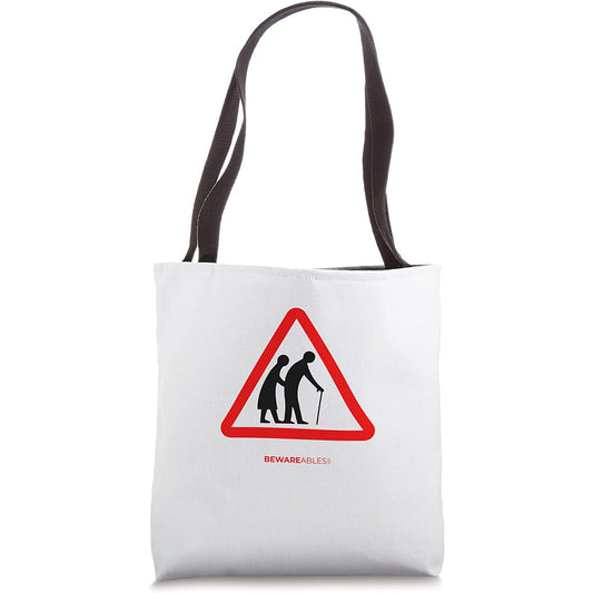 Elderly people crossing old senior citizens funny sign Tote Bag
