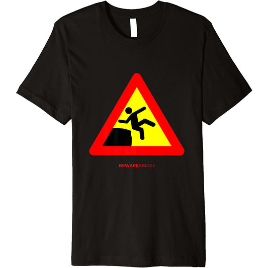 Caution, don't slip off the edge, yellow funny sign T-Shirt