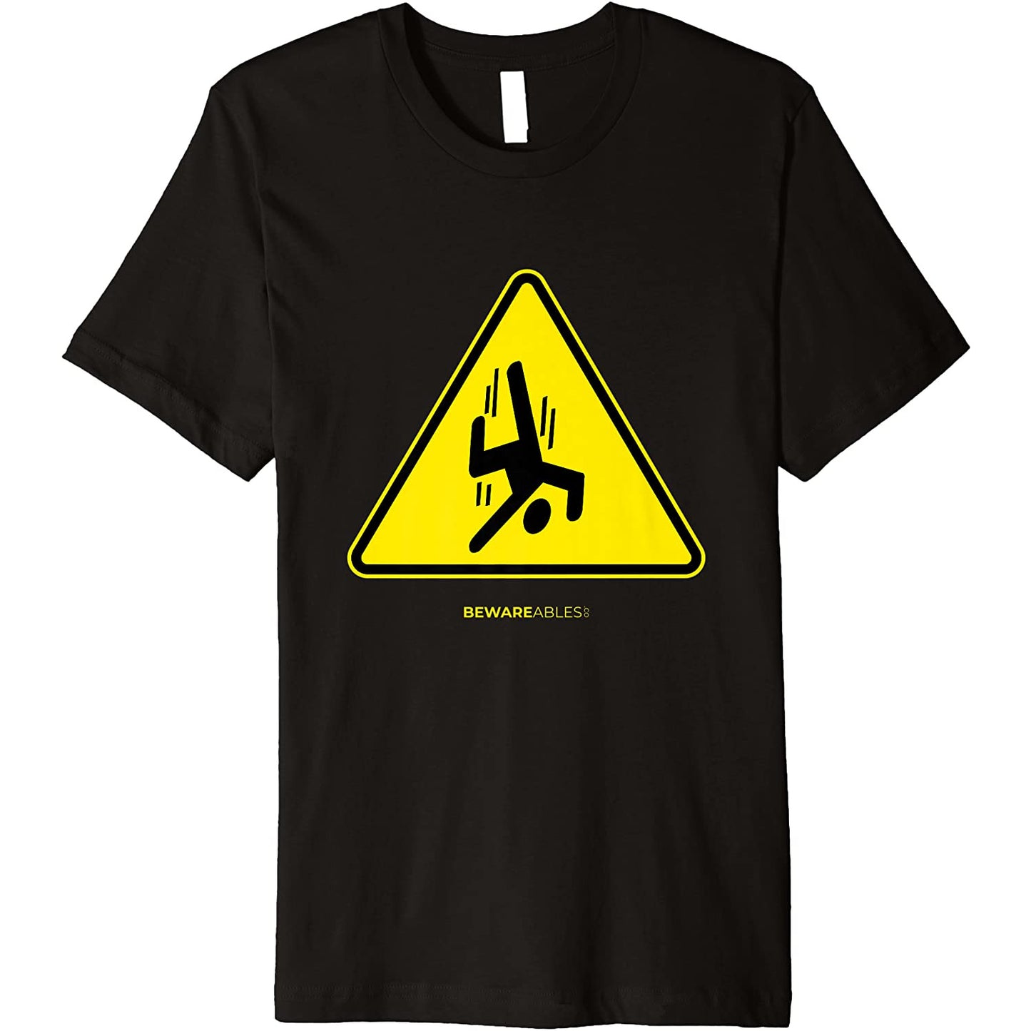Falling guy funny sign warning yellow triangle T-Shirt