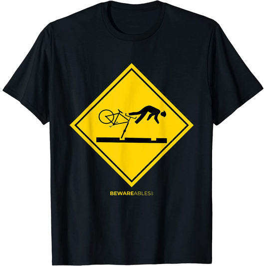Falling bicyclists ahead caution sign funny cycling bike MTB T-Shirt