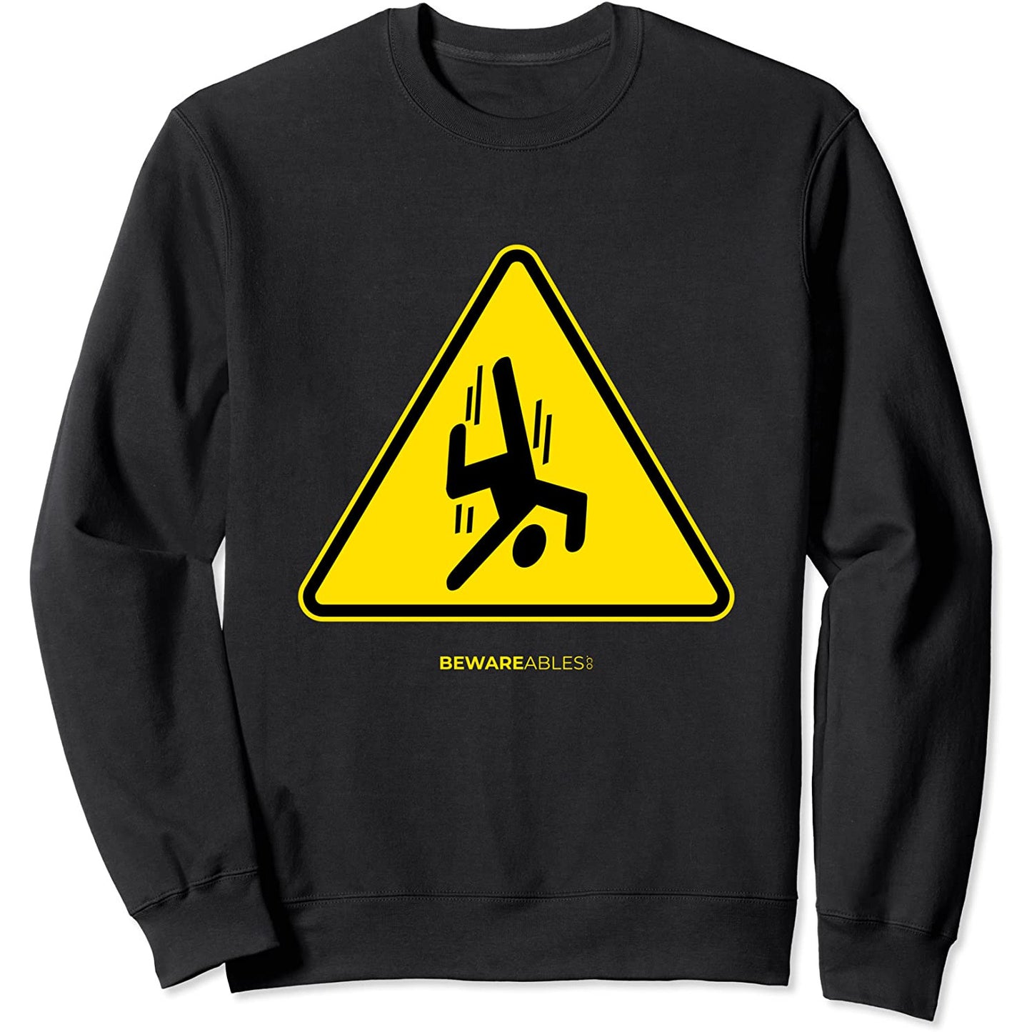 Falling guy funny sign warning yellow triangle Sweatshirt