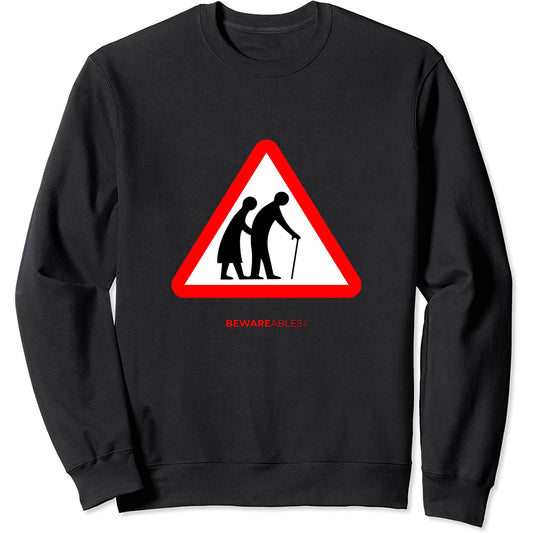 Personas mayores cruzando a los ancianos signo divertido Sweatshirt