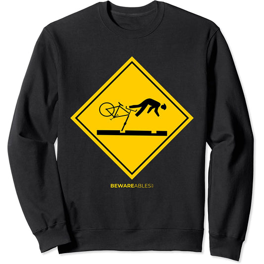 Falling bicyclists ahead caution sign funny cycling bike MTB Sweatshirt
