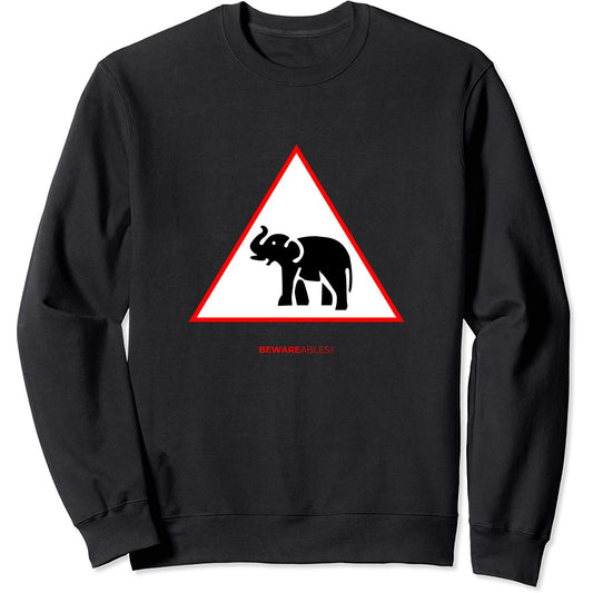 Éléphant qui traverse panneau routier drôle pachyderme Sweatshirt