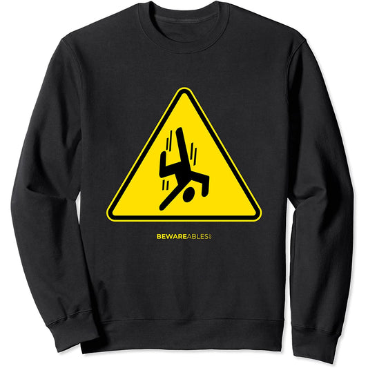Fallender Mann lustiges Schild Warnung gelbes Dreieck Sweatshirt
